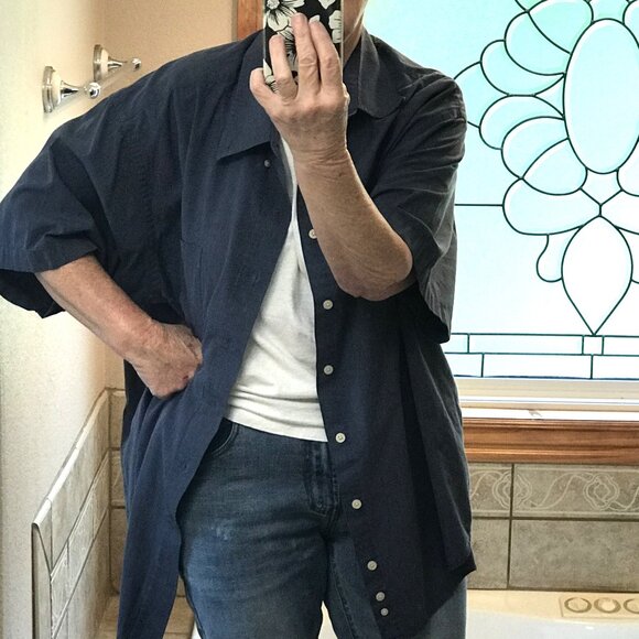 Puritan Button-Down Collar Shirt: Short Sleeves, Navy Men’s Size 2XL - Picture 4 of 7